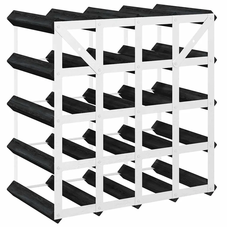 Casier à bouteilles pour 20 bouteilles Noir Bois de pin solide - 7