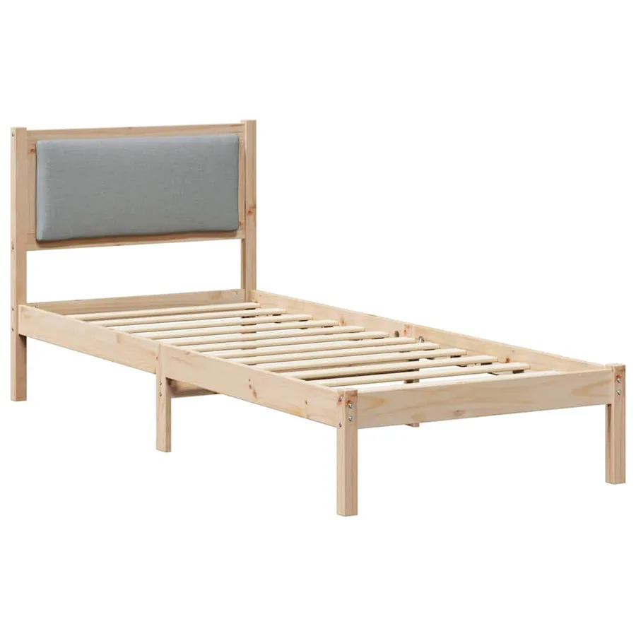 Cadre de lit avec tête de lit Gris clair 80 x 190 cm Pin massif - 2
