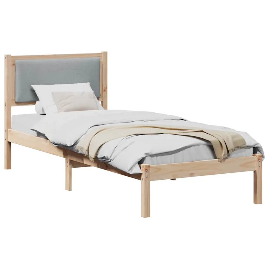Cadre de lit avec tête de lit Gris clair 80 x 190 cm Pin massif - 3