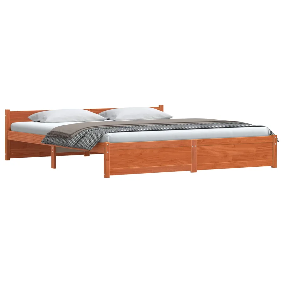 Cadre de lit Brun cire 205,5 x 185,5 x 51 cm Pin massif - 2