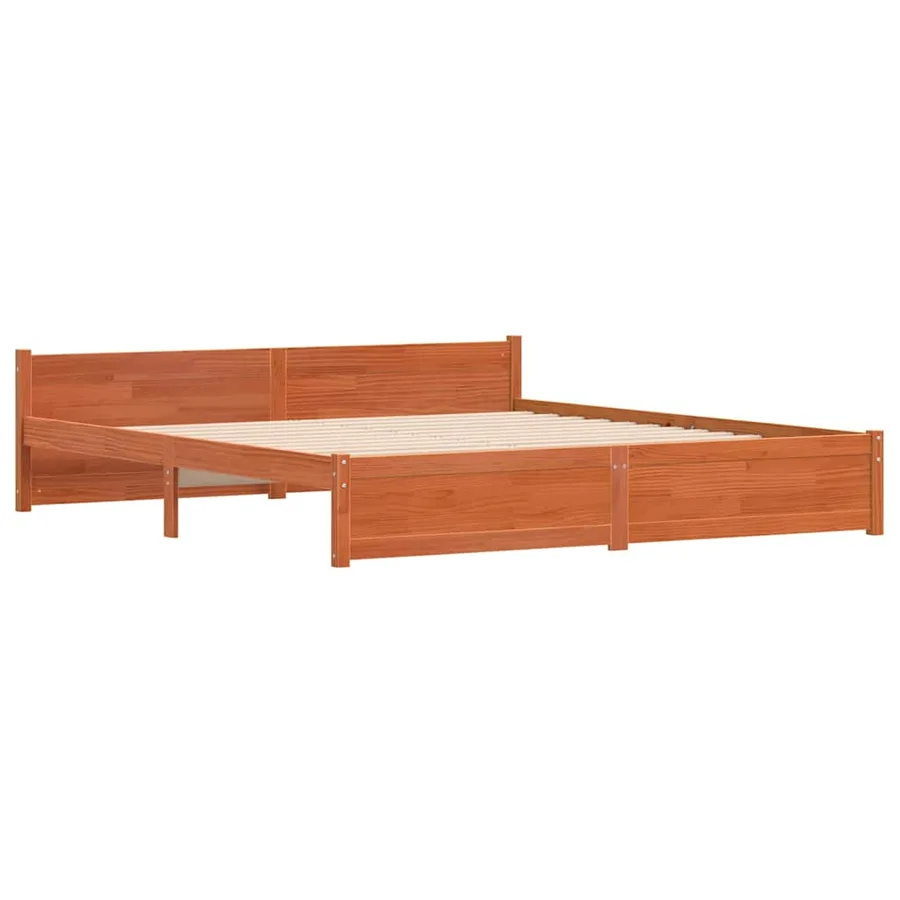 Cadre de lit Brun cire 205,5 x 185,5 x 51 cm Pin massif - 4