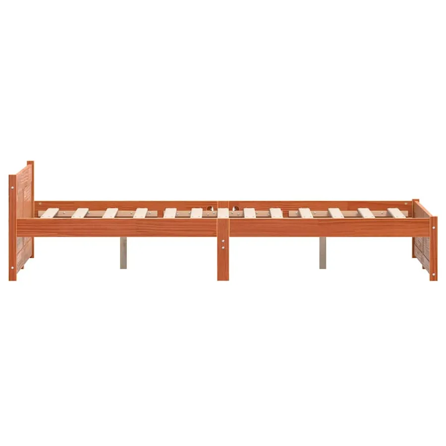 Cadre de lit Brun cire 205,5 x 185,5 x 51 cm Pin massif - 6