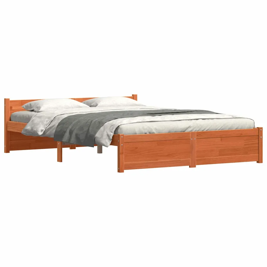 Cadre de lit Brun cire 195,5 x 145,5 x 51 cm Pin massif - 2