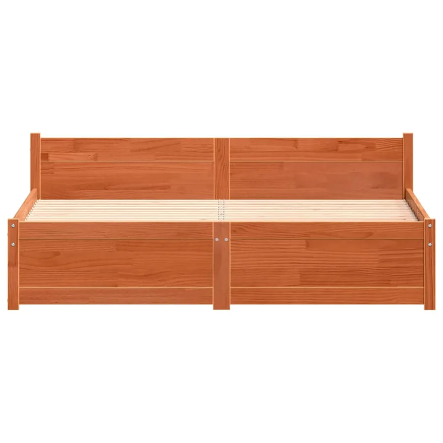 Cadre de lit Brun cire 195,5 x 145,5 x 51 cm Pin massif - 5