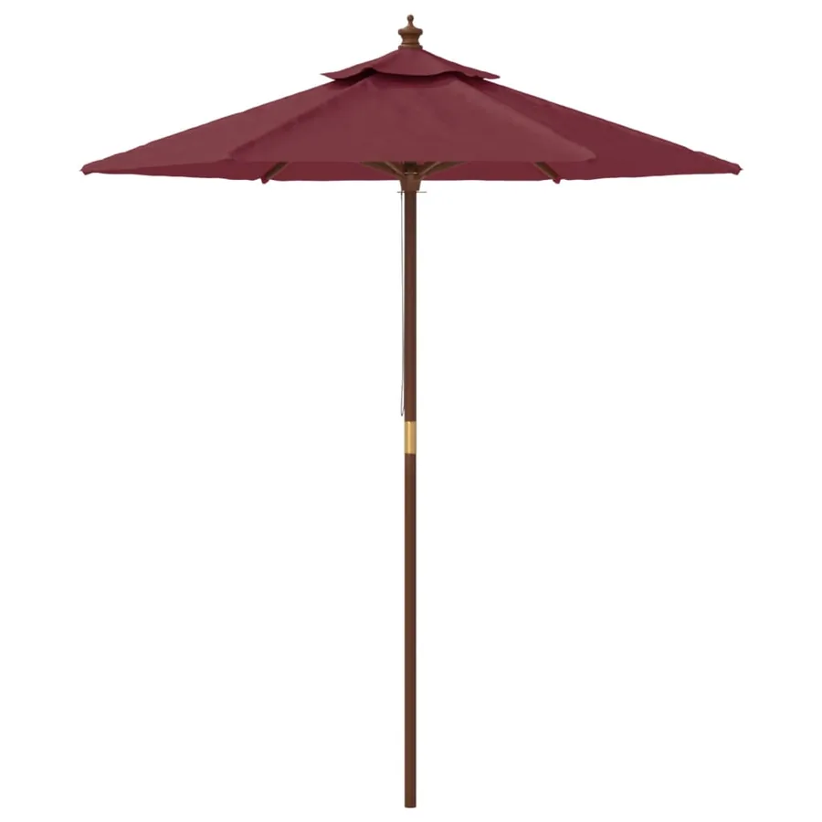 Parasol de jardin avec mât en bois rouge bordeaux 196x231 cm - 4