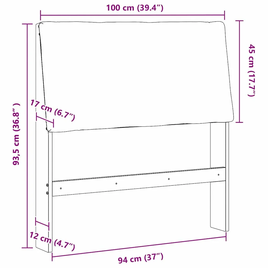 Tête de lit capitonnée Gris clair 100 cm Pin massif - 11
