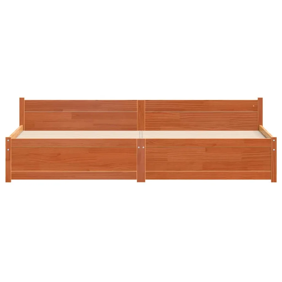 Cadre de lit Brun cire 205,5 x 205,5 x 51 cm Pin massif - 5