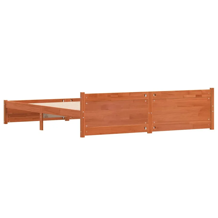 Cadre de lit Brun cire 205,5 x 205,5 x 51 cm Pin massif - 7
