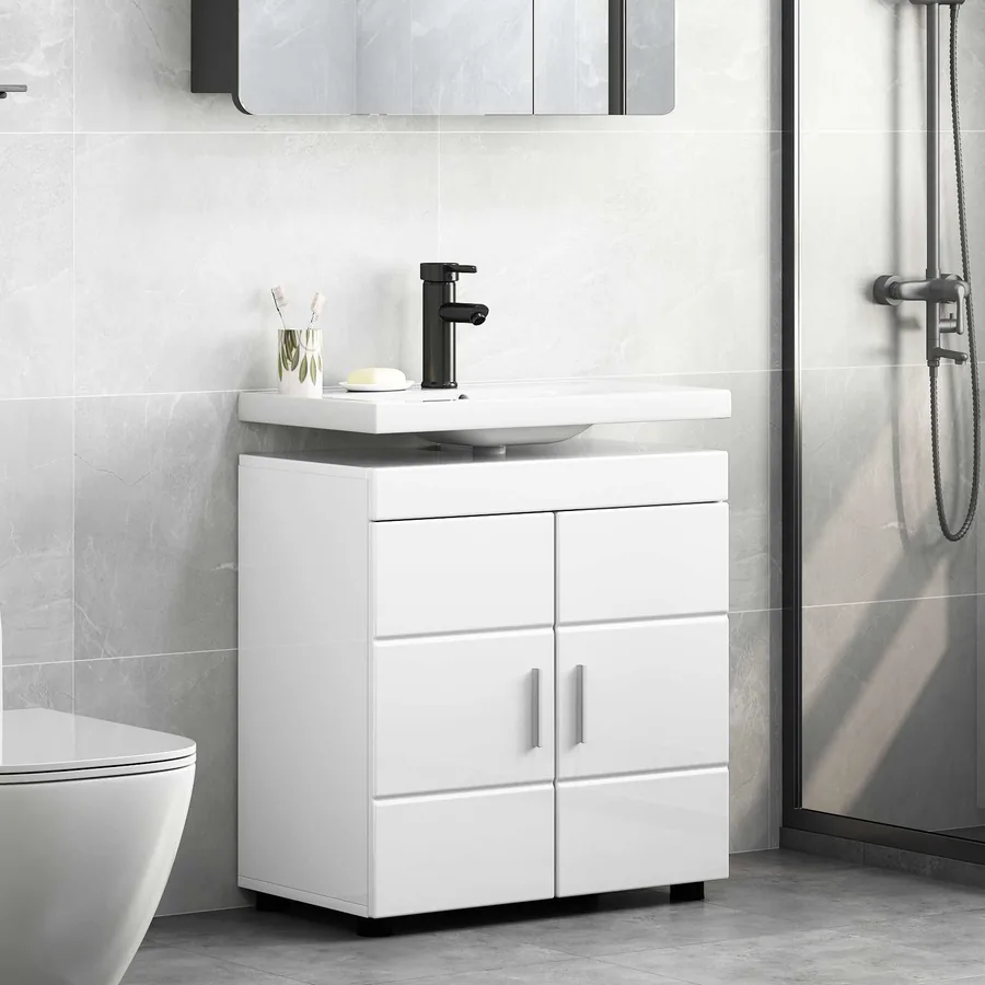 Ensemble d'armoire de salle de bain TULUM Blanc brillant