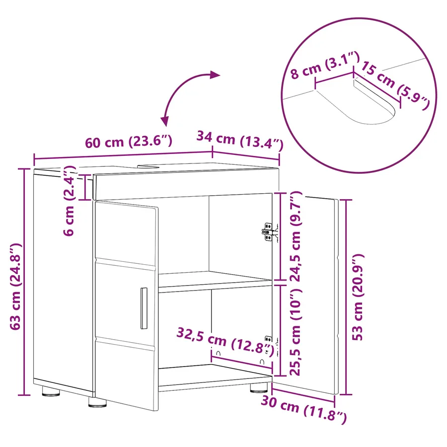 Ensemble d'armoire de salle de bain TULUM Blanc brillant - 15