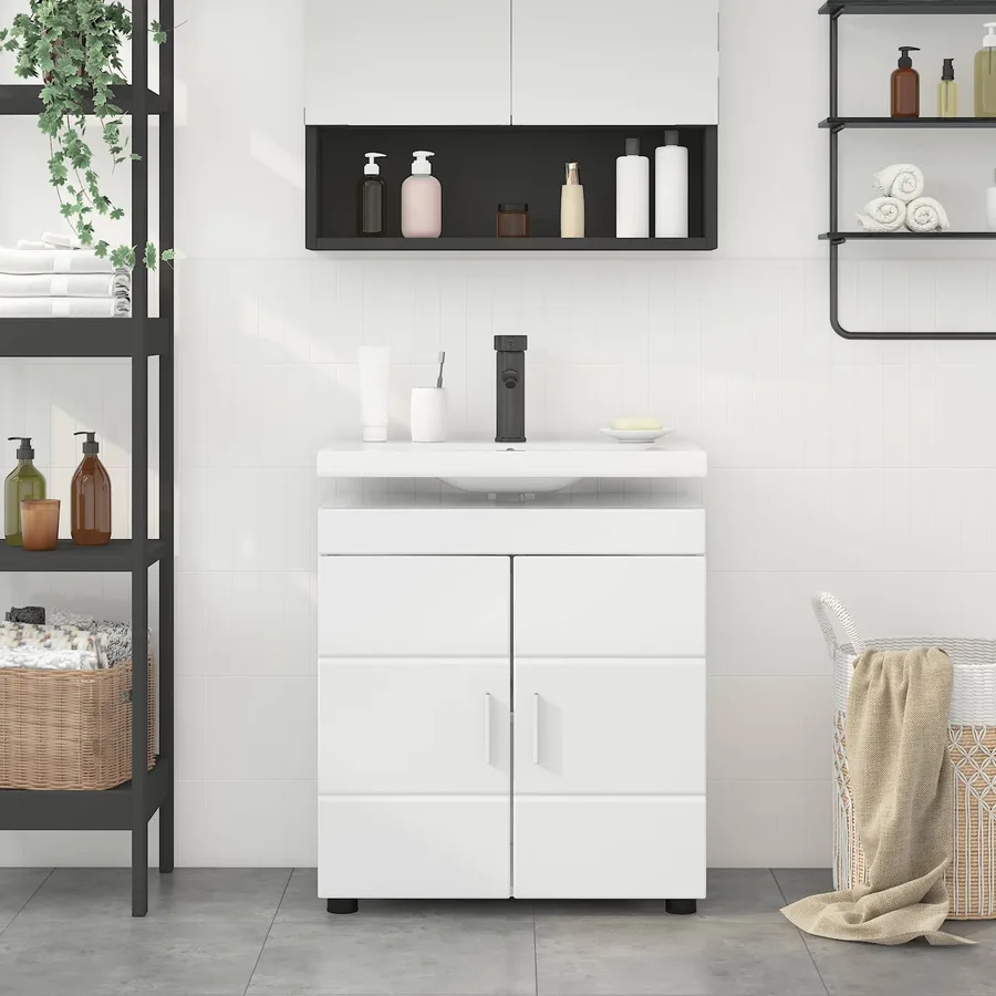 Ensemble d'armoire de salle de bain TULUM Blanc brillant - 4