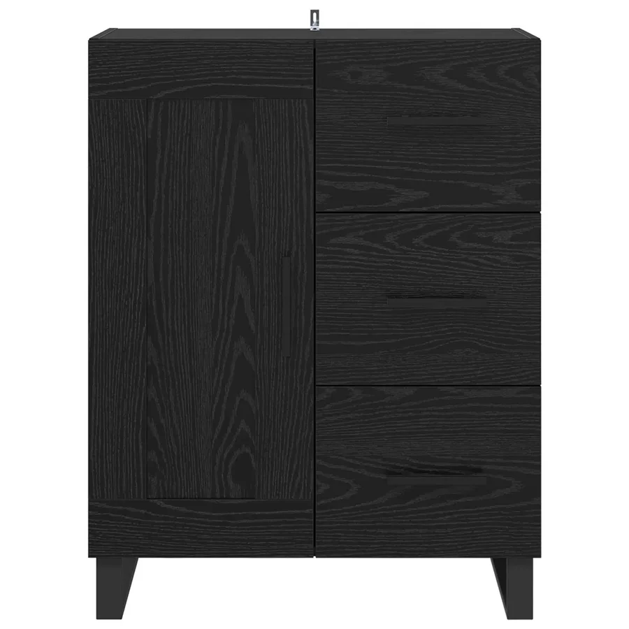 Buffet Chêne noir 69,5 x 34 x 90 cm Bois d'ingénierie et fer - 6