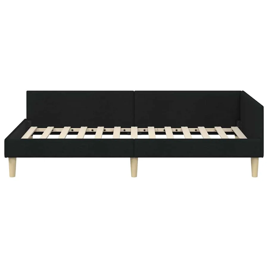 Cadre de lit d'angle Noir 100 x 200 cm tissu - 5