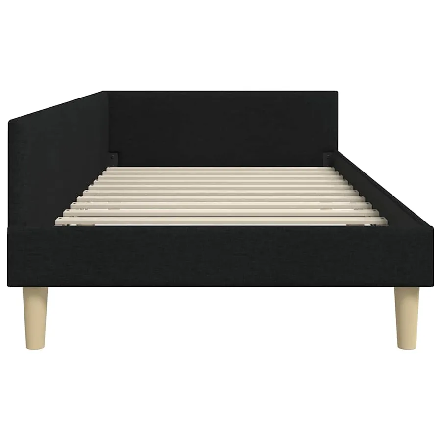 Cadre de lit d'angle Noir 100 x 200 cm tissu - 6