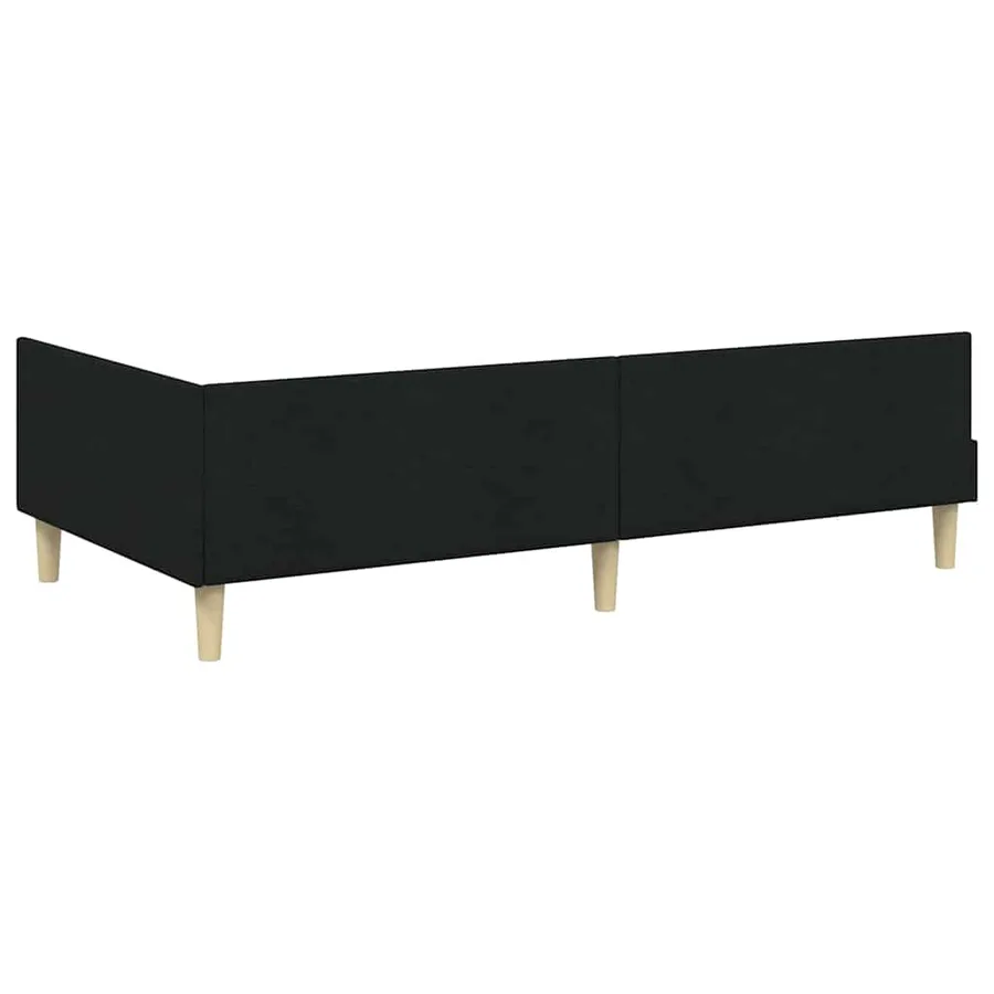 Cadre de lit d'angle Noir 100 x 200 cm tissu - 7