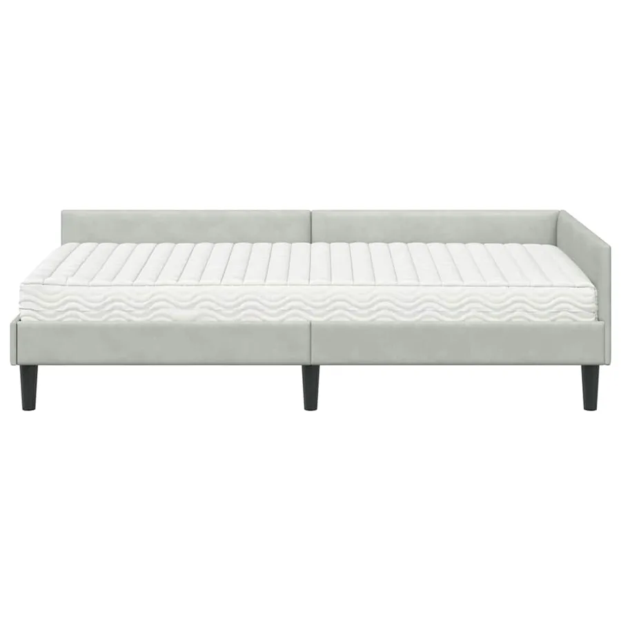 Cadre de lit d'angle avec matelas 2 pcs Gris clair Velours - 5