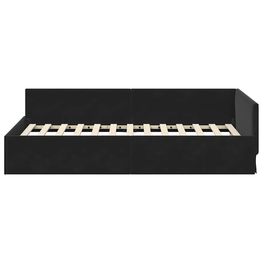Cadre de lit d'angle Noir 90 cm x 190 cm Velours - 5