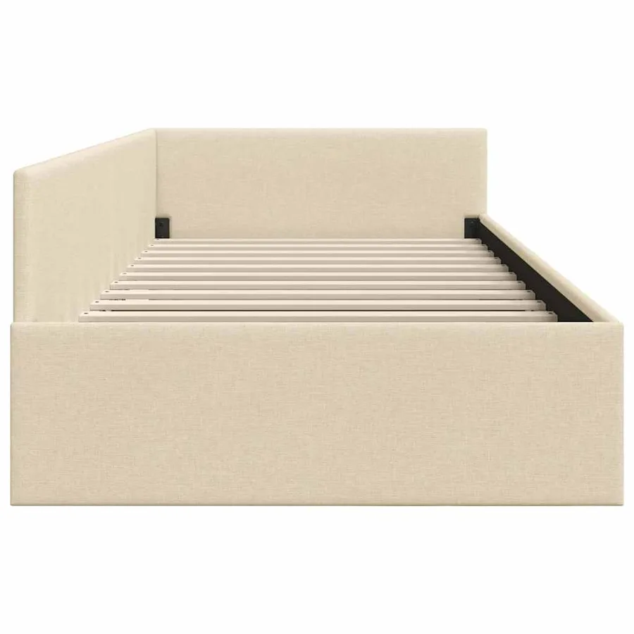 Cadre de lit d'angle Crème 100 cm x 200 cm tissu - 6
