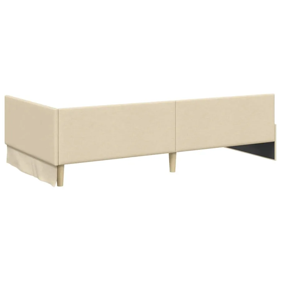 Cadre de lit d'angle Crème 100 cm x 200 cm tissu - 7