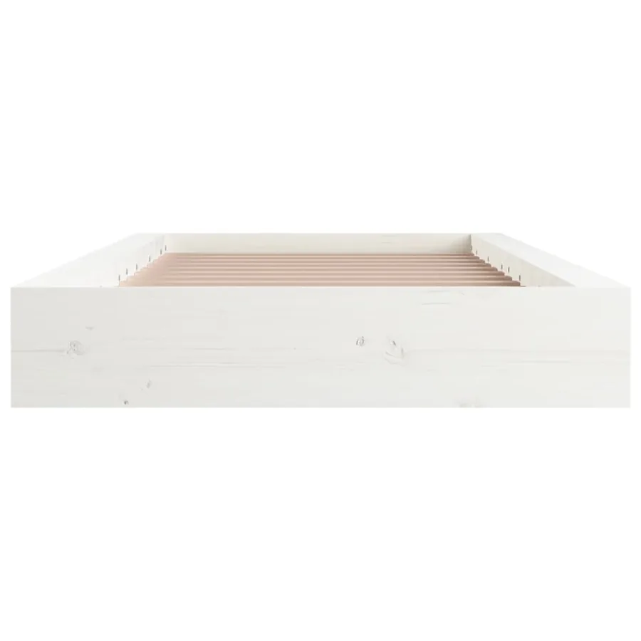 Cadre de lit sans matelas blanc 120x190 cm bois massif - 4
