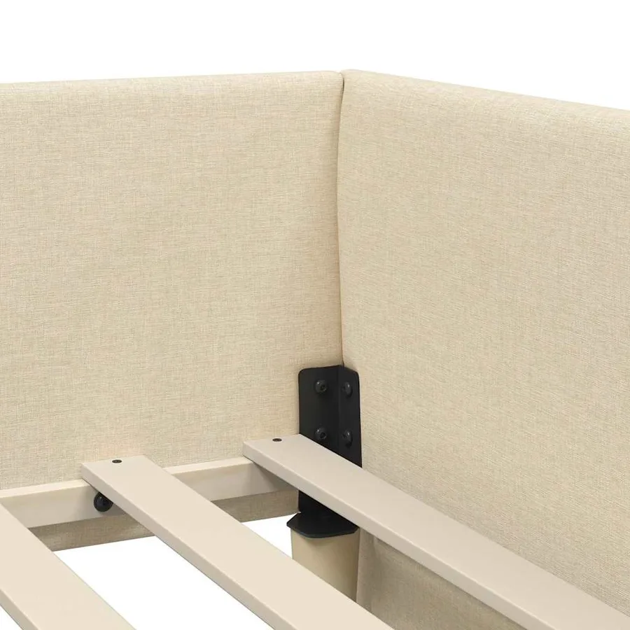 Cadre de lit d'angle avec matelas 2 pcs Crème tissu - 10