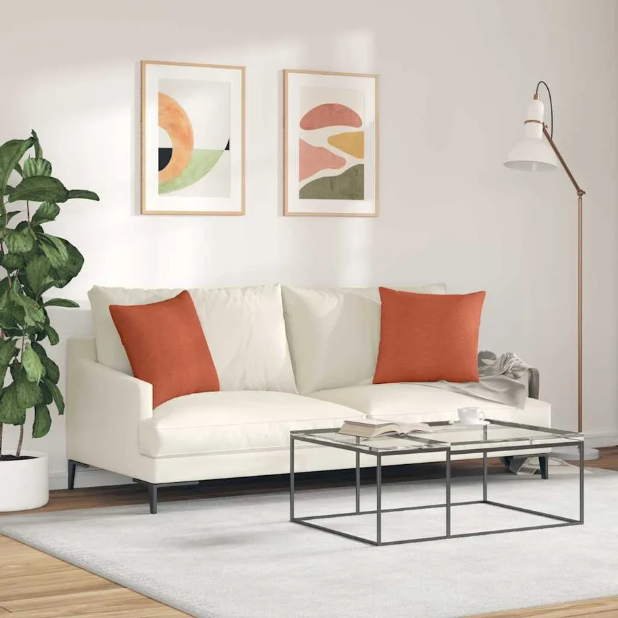 Coussins de canapé 2 pcs Rouge orange 45 x 45 cm - 4