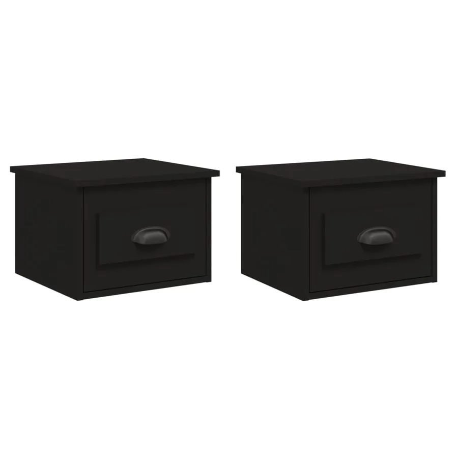 Tables de chevet murales 2 pcs noir 41,5x36x28 cm - 2