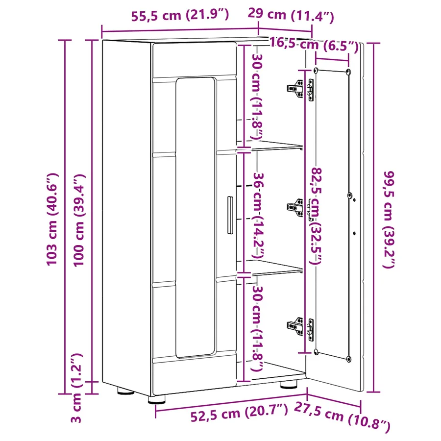 Buffet avec étagère FLORIN Blanc brillant 55,5 x 29 x 100 cm - 13
