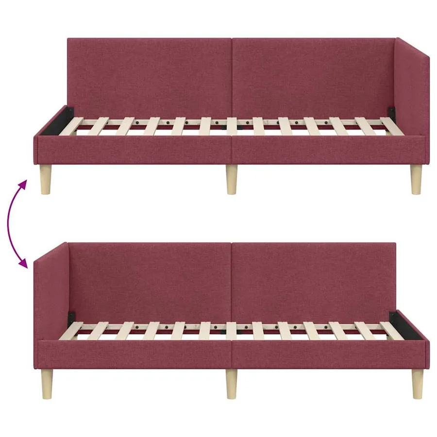 Cadre de lit d'angle avec tête de lit Bordeaux 100 cm x 200 cm - 9
