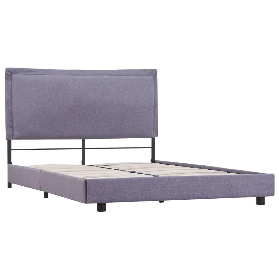 Cadre de lit sans matelas gris clair tissu 140x200 cm - 2