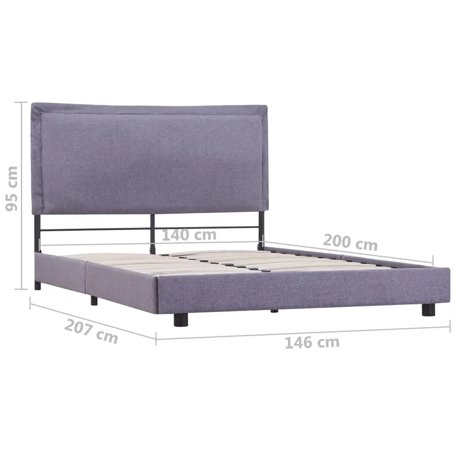Cadre de lit sans matelas gris clair tissu 140x200 cm - 7