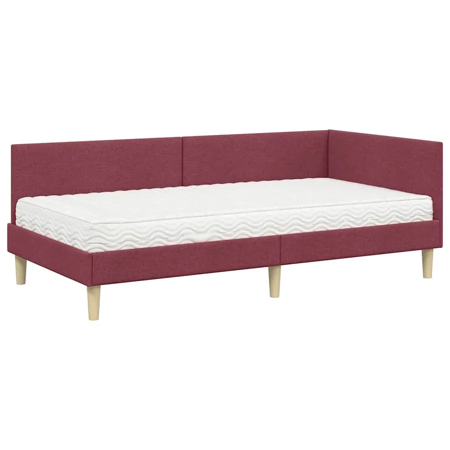 Cadre de lit d'angle avec matelas Autre 2 pcs Gris tissu - 4