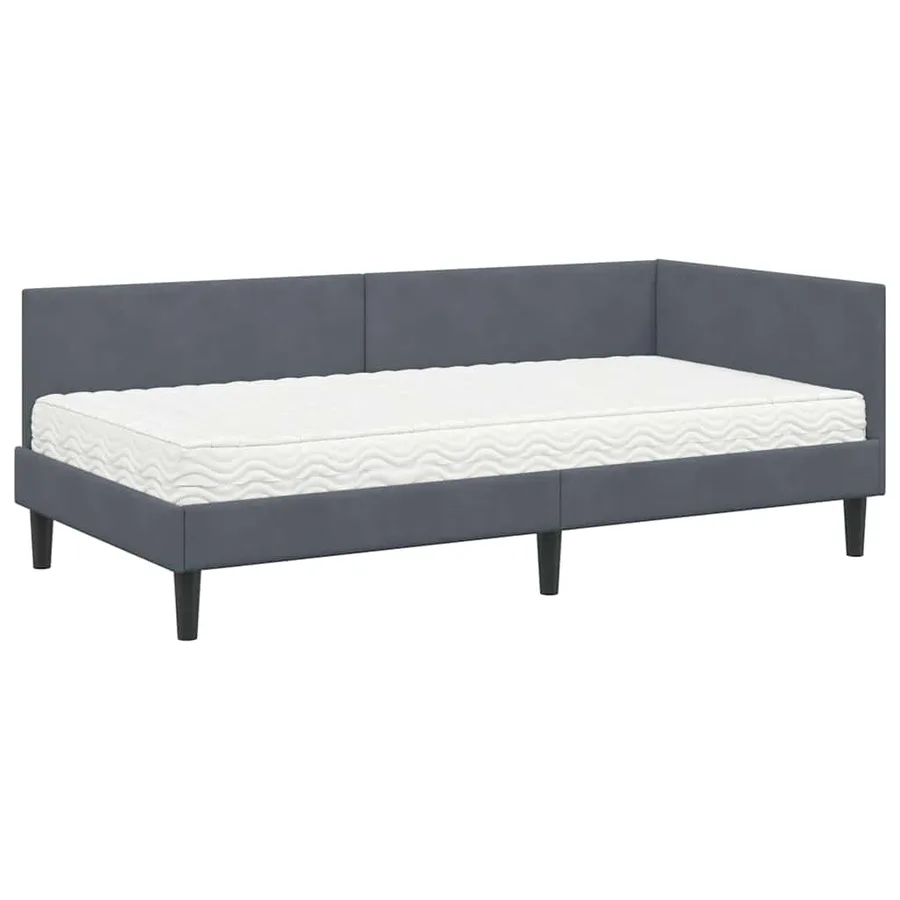 Cadre de lit d'angle avec matelas Autre 2 pcs Gris Velours - 4