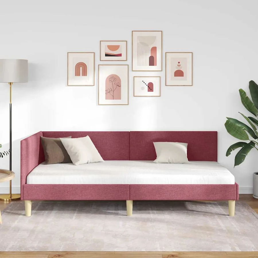 Cadre de lit d'angle avec tête de lit Bordeaux 90 cm x 200 cm - 3