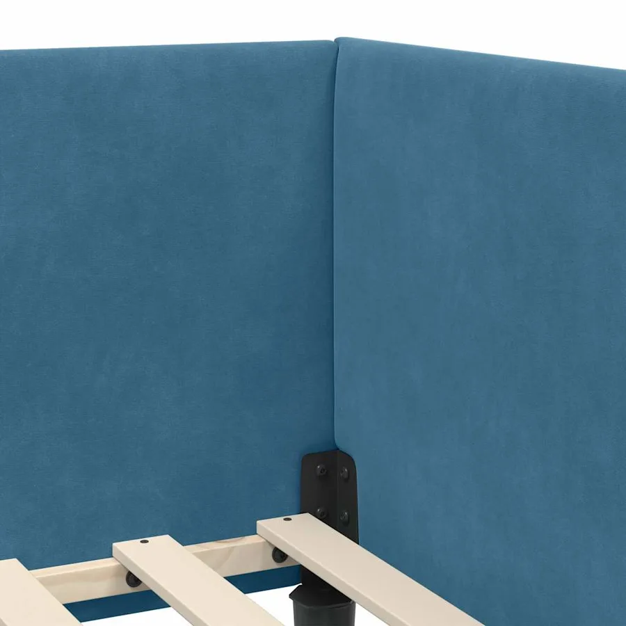 Cadre de lit d'angle avec matelas Autre 2 pcs Bleu Velours - 8