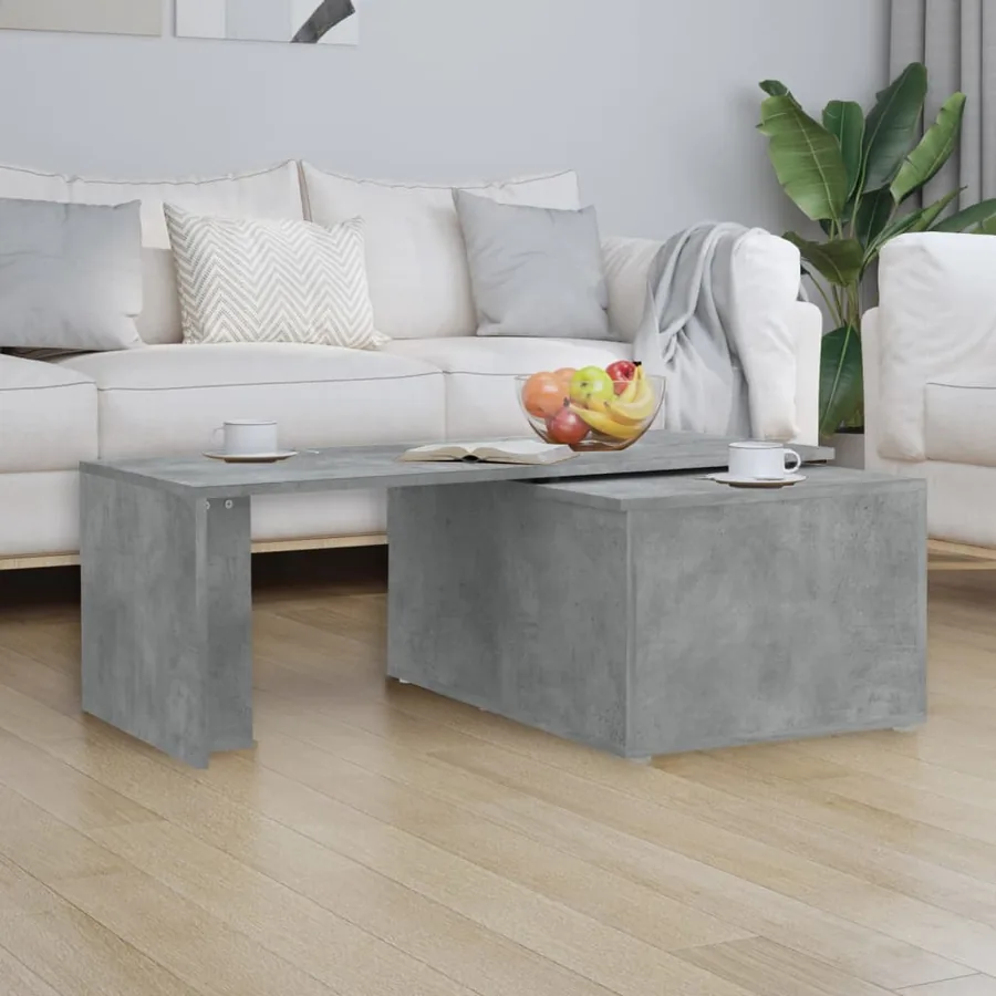 Table basse gris béton 150x50x35 cm bois d'ingénierie - 3