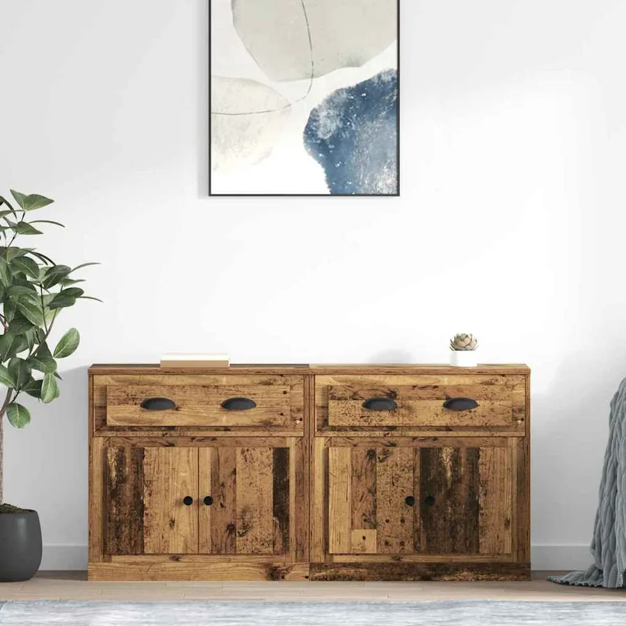 Buffets 2 pcs Bois Ancien 70 x 35,5 x 67,5 cm Bois d'ingénierie