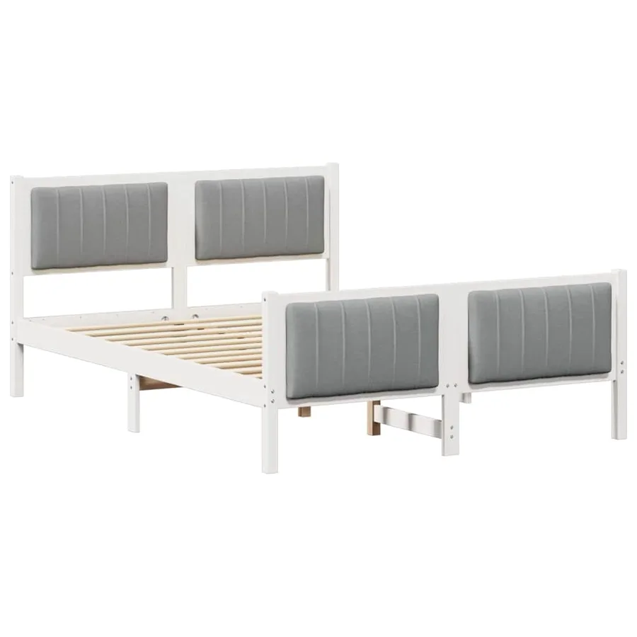Cadre de lit avec tête de lit Blanc et gris clair 135 x 190 cm - 2