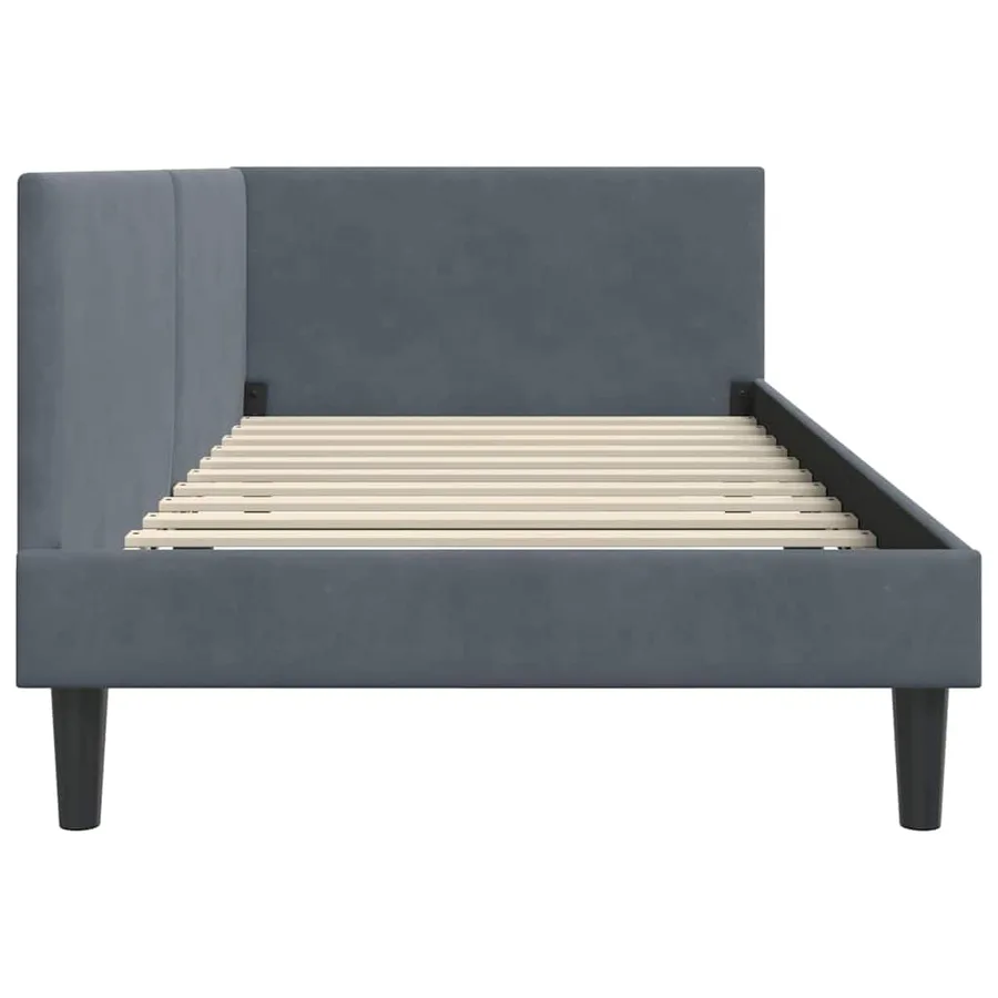 Cadre de lit d'angle Gris foncé 100 cm x 200 cm Velours - 6
