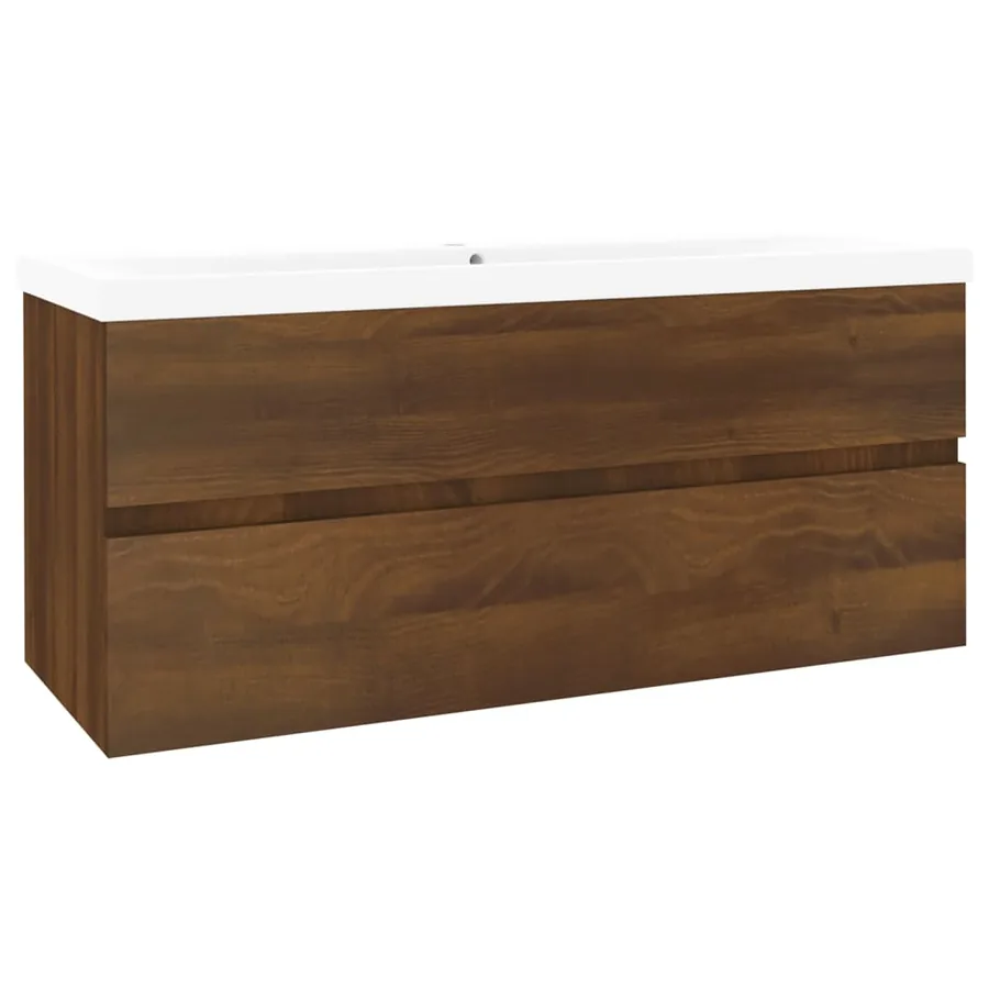 Meuble lavabo avec bassin intégré Chêne brun Bois d'ingénierie - 4