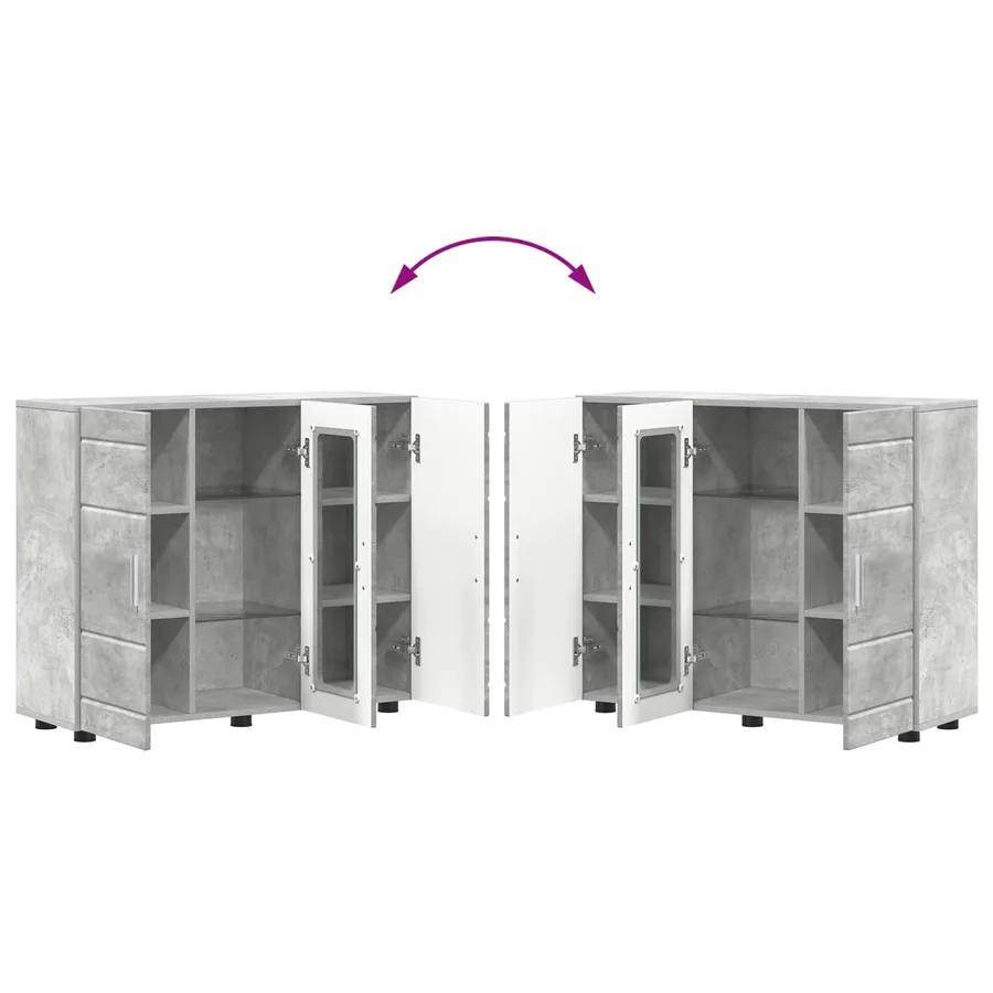 Cabinet en Bois avec stockage Gris béton 88,5 x 30,5 x 73 cm - 11