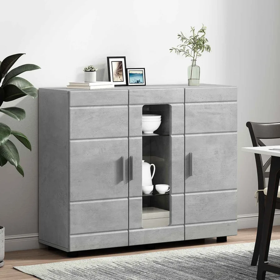 Cabinet en Bois avec stockage Gris béton 88,5 x 30,5 x 73 cm - 4