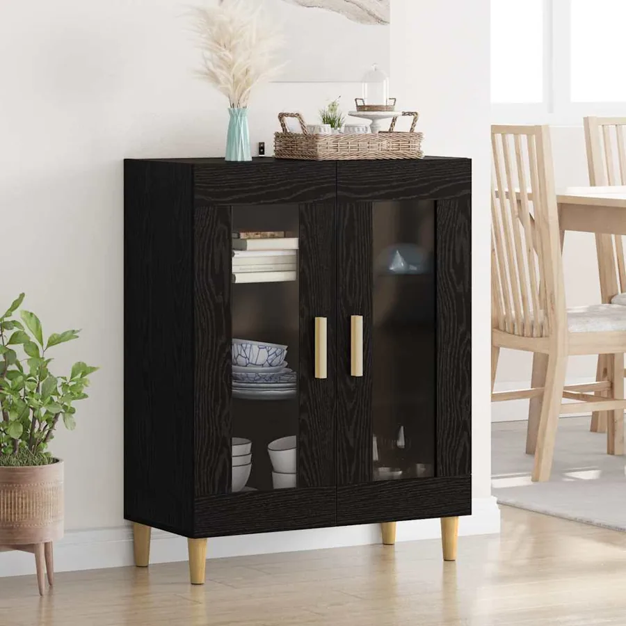 Buffet Chêne noir 69,5 x 34 x 90 cm Bois d'ingénierie