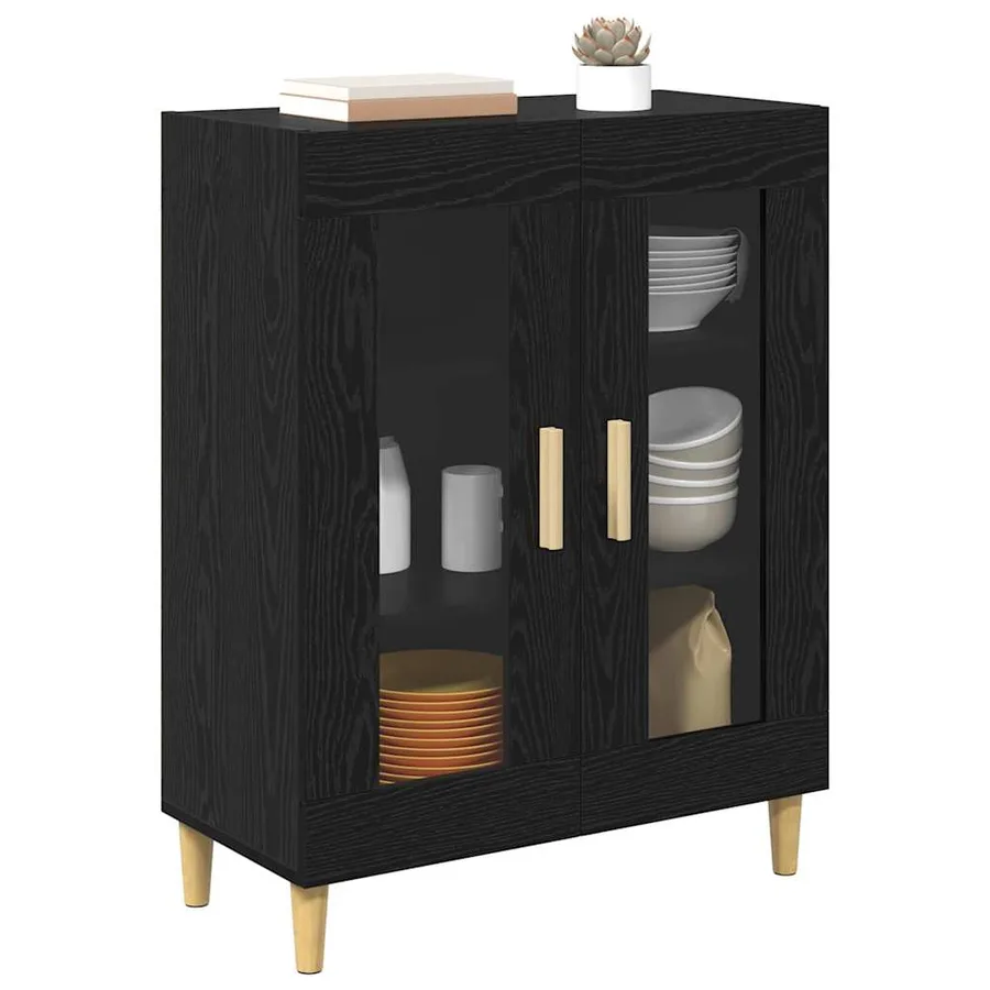Buffet Chêne noir 69,5 x 34 x 90 cm Bois d'ingénierie - 3