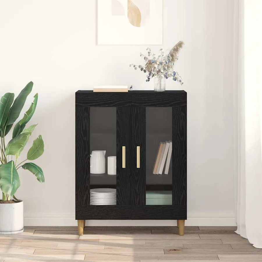 Buffet Chêne noir 69,5 x 34 x 90 cm Bois d'ingénierie - 4