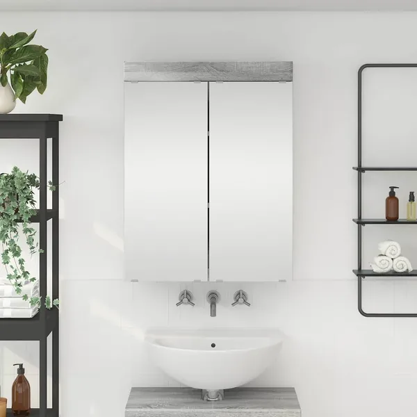 Amoire de salle de bain avec miroir TULUM Gris Sonoma
