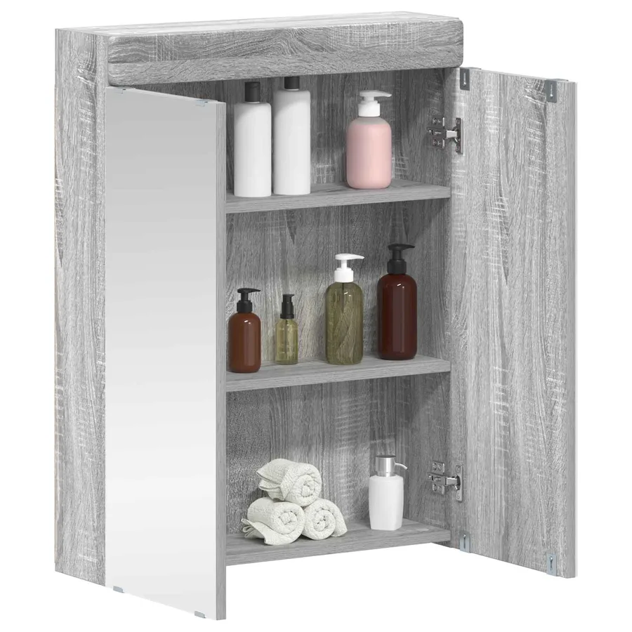 Amoire de salle de bain avec miroir TULUM Gris Sonoma - 3