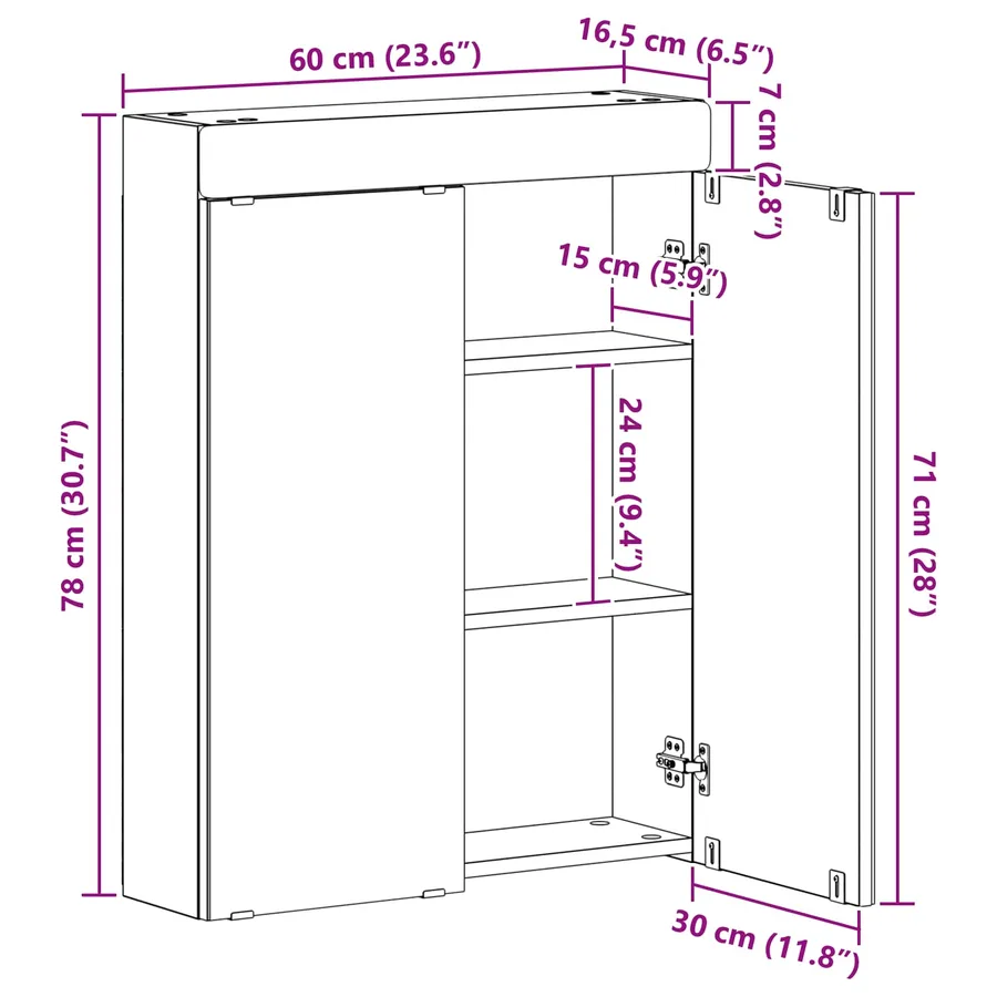 Amoire de salle de bain avec miroir TULUM Blanc brillant - 14