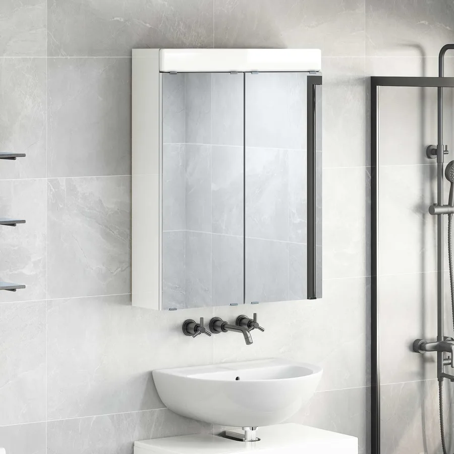 Amoire de salle de bain avec miroir TULUM Blanc brillant - 4