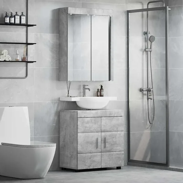 Ensemble de mobilier de salle de bain TULUM 2 pcs Gris béton